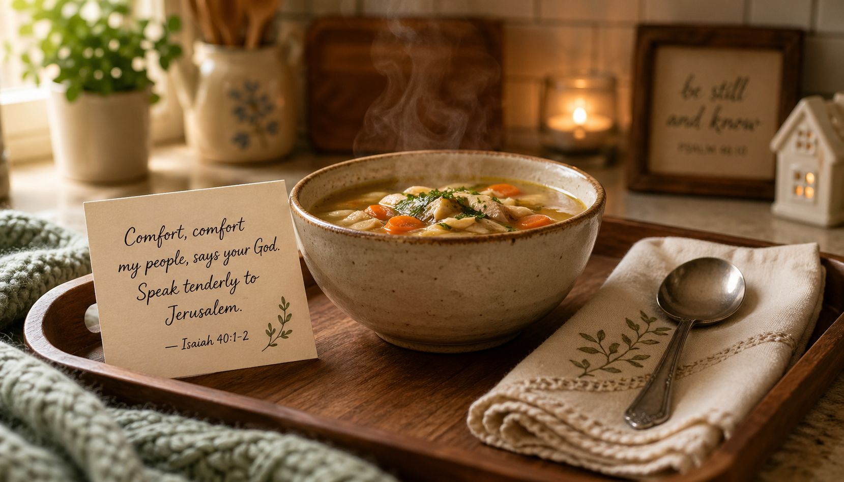 Isaiah 40:1 — Comfort My People -- Warm Soup Tray HD Wallpaper